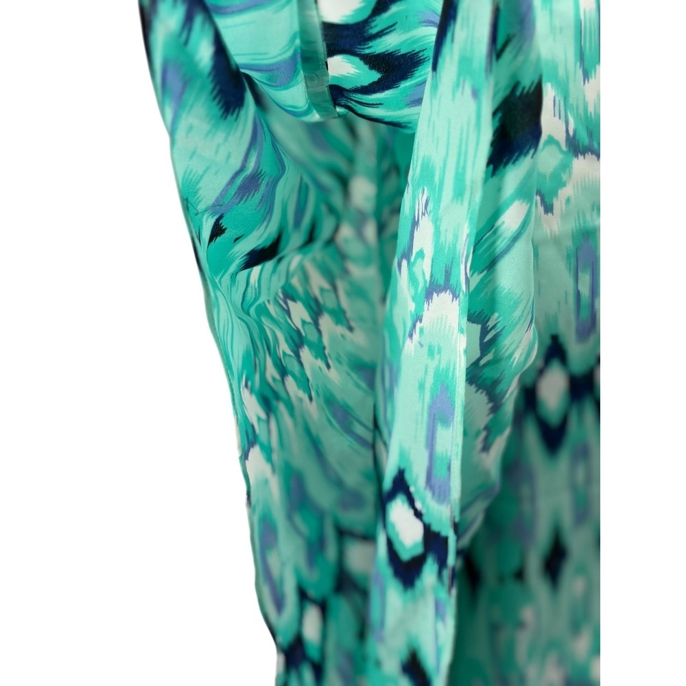 Chico's Womens Teal Blue Ikat Print Beaded V-Neck Kaftan Kimono Top L/XL - Picture 4 of 8
